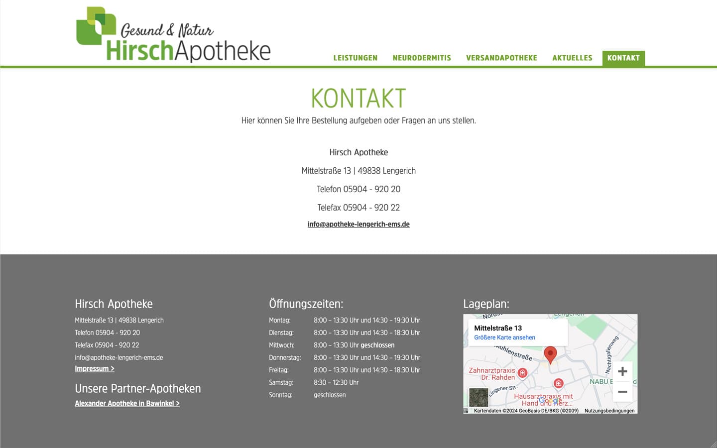 Hirsch Apotheke Website Screenshot