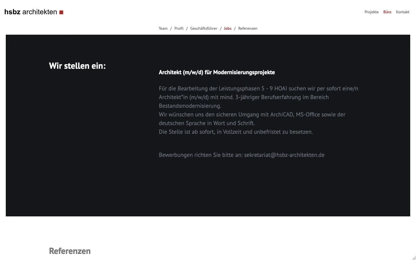 HSZB Website Screenshot