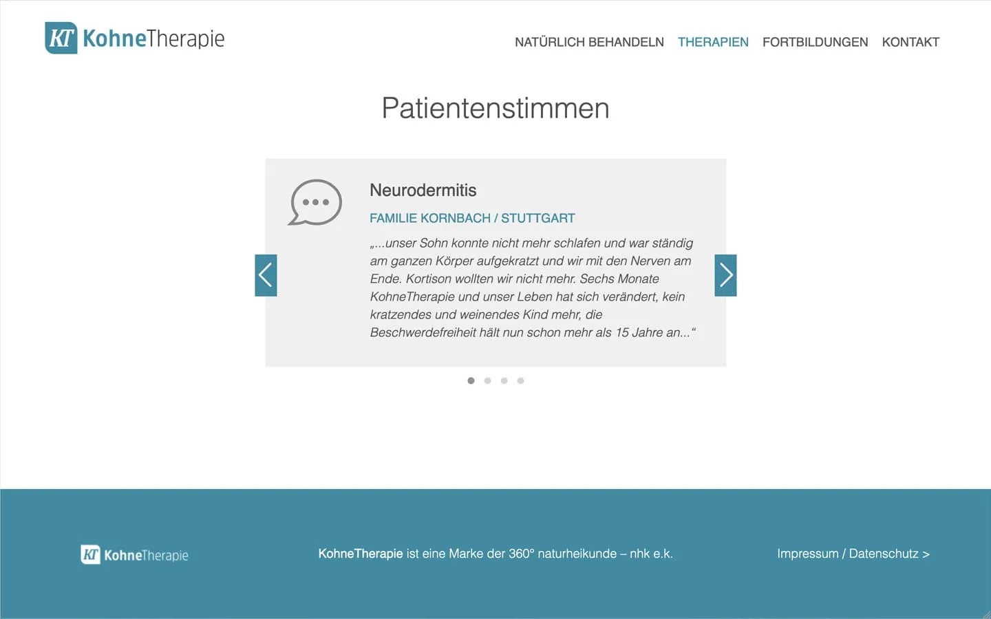 Kohne Therapie Website Screenshot