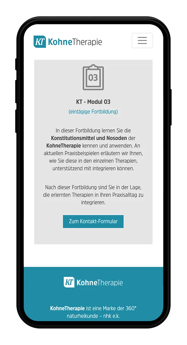 Kohne Therapie Website Screenshot