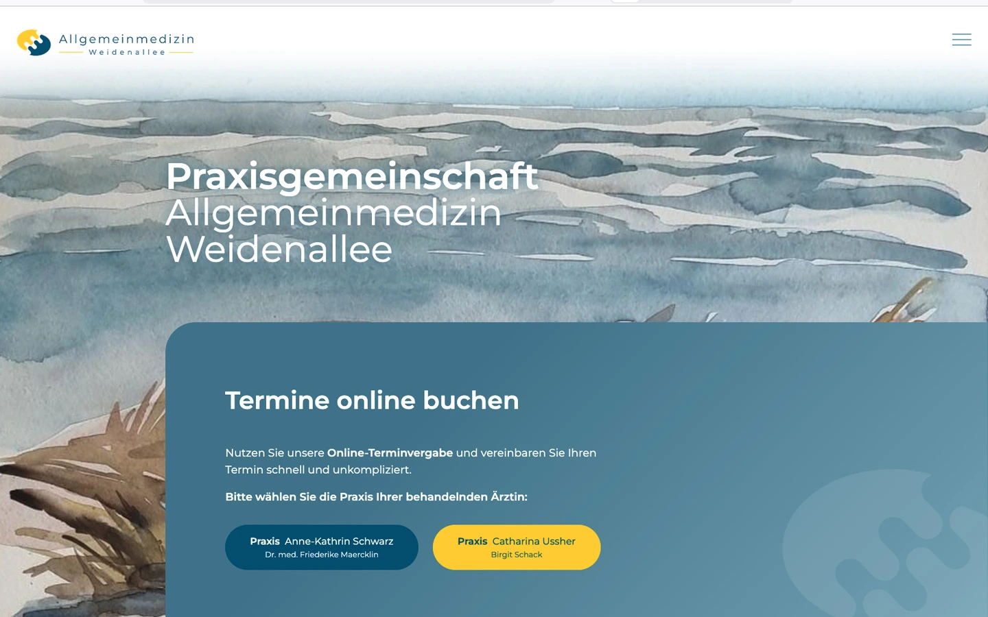 Allgemeinmedizin Weidenallee Website Screenshot